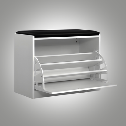Modern Shoe Cabinet Bench - White | Stylish Shoe Storage Organizer