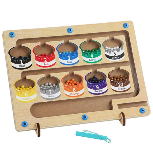 Wooden Magnetic Color and Number Matching Game Maze Board CraveStore