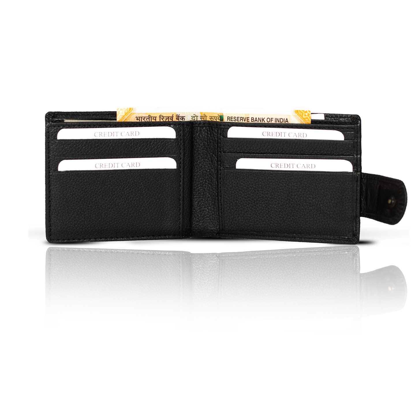 Modern Gent's Essential: Gold-Zipper Leather Bifold Wallet