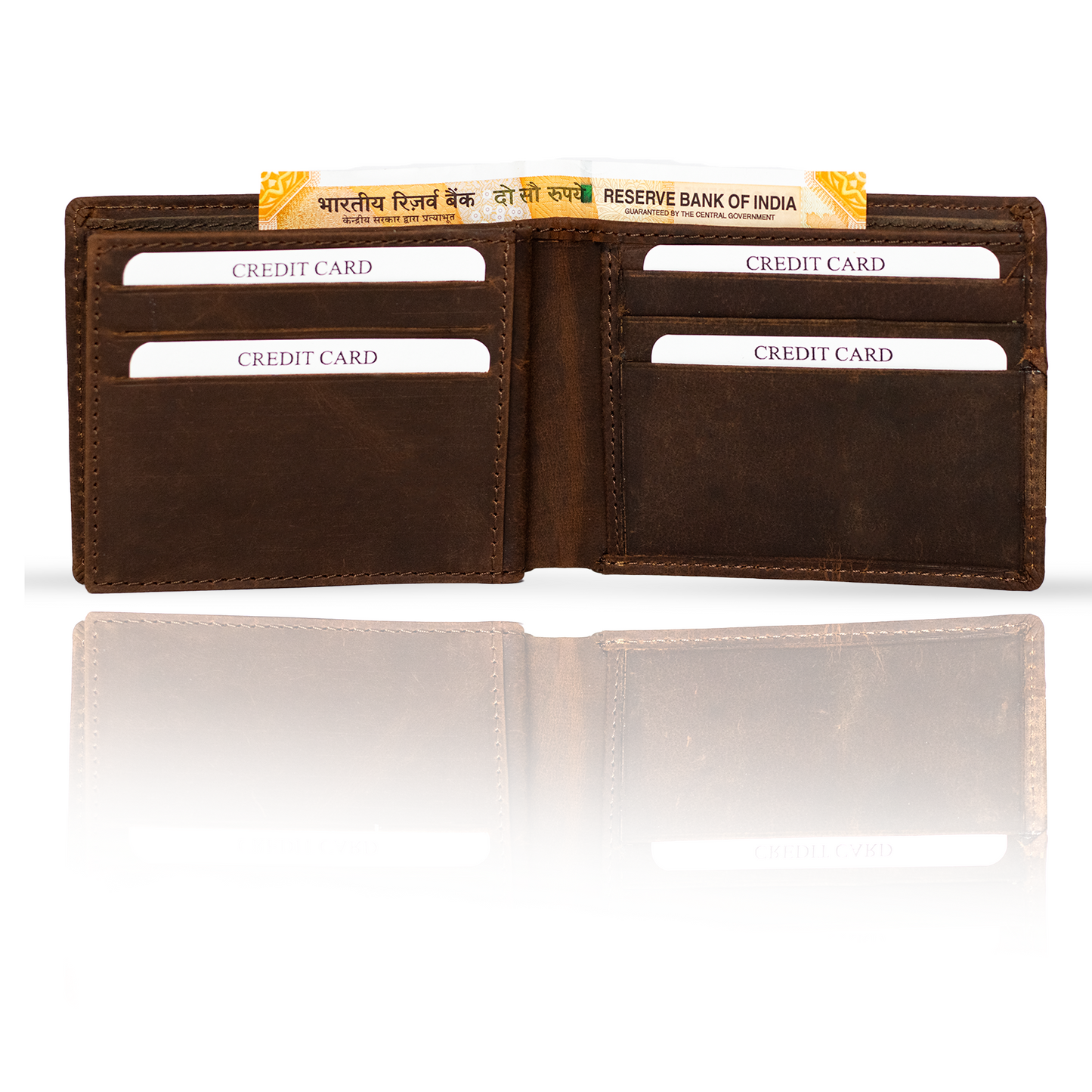 Modern Gent's Essential: Gold-Zipper Leather Bifold Wallet
