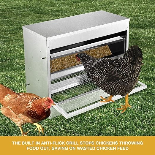 10kg Automatic Chicken Feeder Galvanized Poultry Chook Treadle Self Opening Coop CraveStore