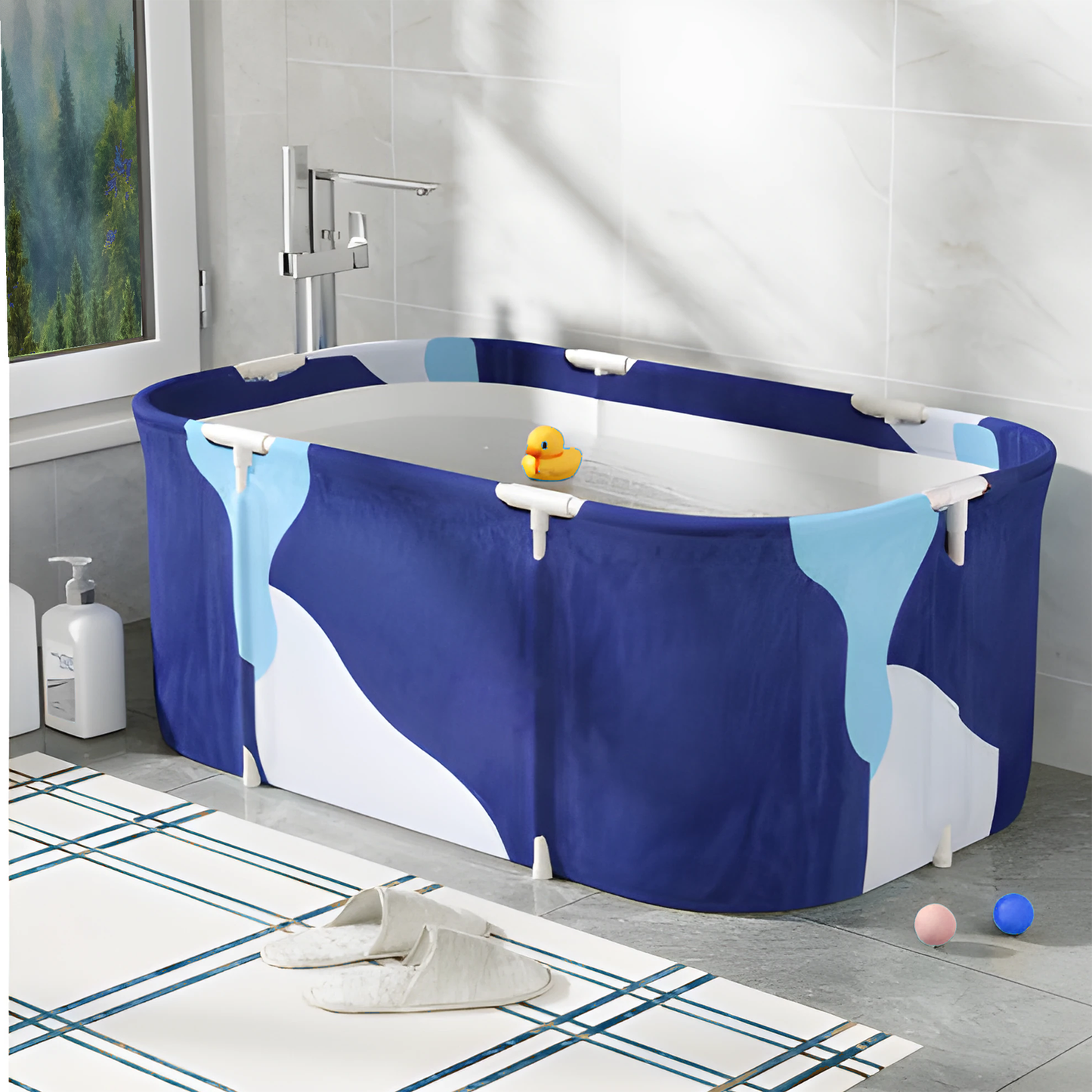 Foldable Bathtub - Luxurious Navy Blue Spa Essential